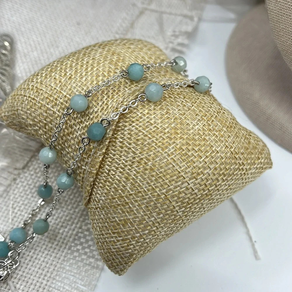 Vintage Napier Silver Tone Necklace with Aqua Blue Stones 14"-16" - Picture 10 of 10